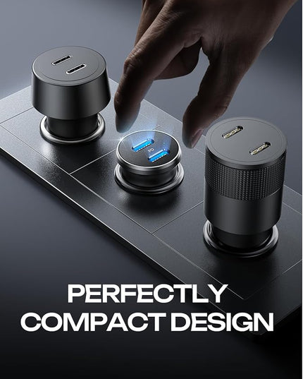 LISEN 90W USB C Car Charger for iPhone 17 Car Charger 45W Fast Charging, 2-Port PD 45W & QC 3.0 Cigarette Lighter USB Charger [All Metal&Mini] for iPhone 17 Air/16/15/14/13 Pro,Samsung Galaxy S26/S25
