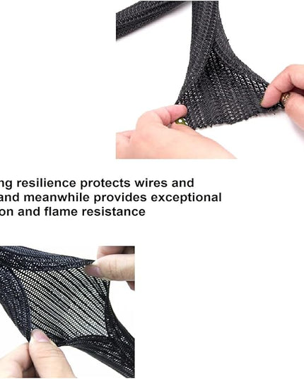 Summer Ready 2-Pack Split Sleeving Cable Protector (5FT, 5/8") - Chew Resistant Pet Proof Cord Cover for USB Power Audio Video, Home Office & Gaming Wire Loom - Black