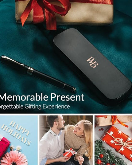Wordsworth & Black Fountain Pen Set, Luxury Bamboo Wood - Extra Fine Nib, Gift Case; Includes 6 Ink Cartridges, Ink Refill Converter -Journaling, Calligraphy; Drawing, Smooth Writing [Black Wood]