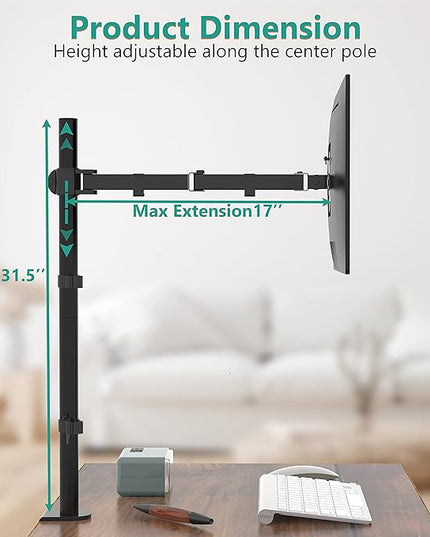 WALI Monitor Arm Mount for Desk, Single Extra Tall Computer Desk Mount, Monitor Bracket Mount Stand Single, up to 32 inch, 22 lbs (M001XL), Black