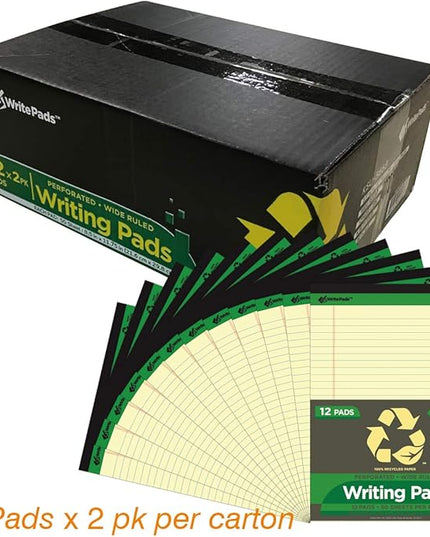 KAISA Legal Pad Writing Pads, 5"x8" Legal Ruled, 8.5"x11.75" Wide Ruled, 56GSM Paper Notepads, 12pads (Canary 24pad, 8.5x11.75inch)