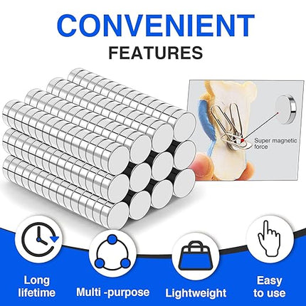 TRYMAG 180Pcs Small 5x2mm Strong Neodymium Magnets, Tiny Rare Earth Round Fridge Magnets for Whiteboard, Office, DIY, Science, Photo - Come with a Storage Case