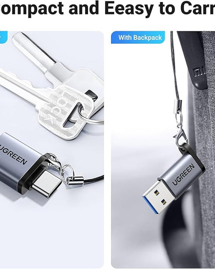 UGREEN USB to USB C Adapter 2 Pack,10Gbps USB C Female to USB Male Adapter Thunderbolt Compatible with iPhone 16 15, MacBook, iPad, Samsung Galaxy,Apple MagSafe Watch 9/8