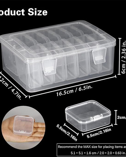 Mathtoxyz Small Bead Organizers, 15 Pieces Plastic Storage Cases Mini Clear Bead Storage Containers Transparent Boxes with Hinged Lid and Rectangle Clear Craft Supply Case