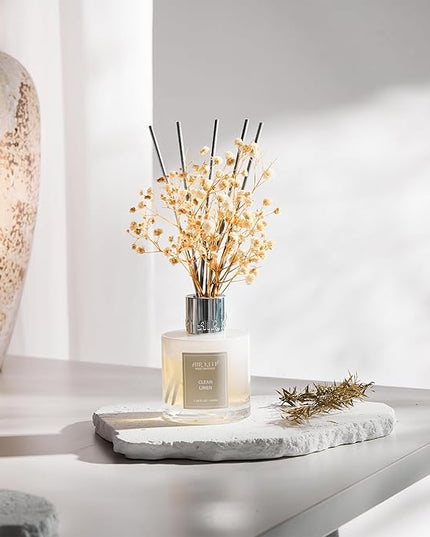 Airkeep Reed Diffuser Set,3.38 fl oz (100 ml) - Clean Linen Oil Diffusers with 8 Reed Sticks,Home Fragrance Reed Diffuser for Bathroom Shelf Decor