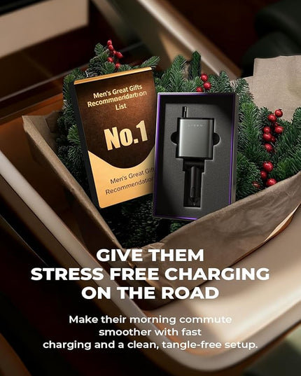 LISEN Retractable Car Charger Gift Box Edition, 84W Cars Phone Charger with Retractable Cable, Car Accessories Gifts for Men Women, 2025, USB C Fast Cars Adapter for iPhone 17 16 15 14