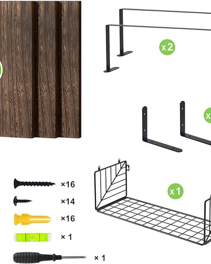Fixwal Bathroom Floating Shelves Over Toilet Wall Shelves Set with Towel Storage Rack for Bathroom Organization & Wall Decor(Brown)