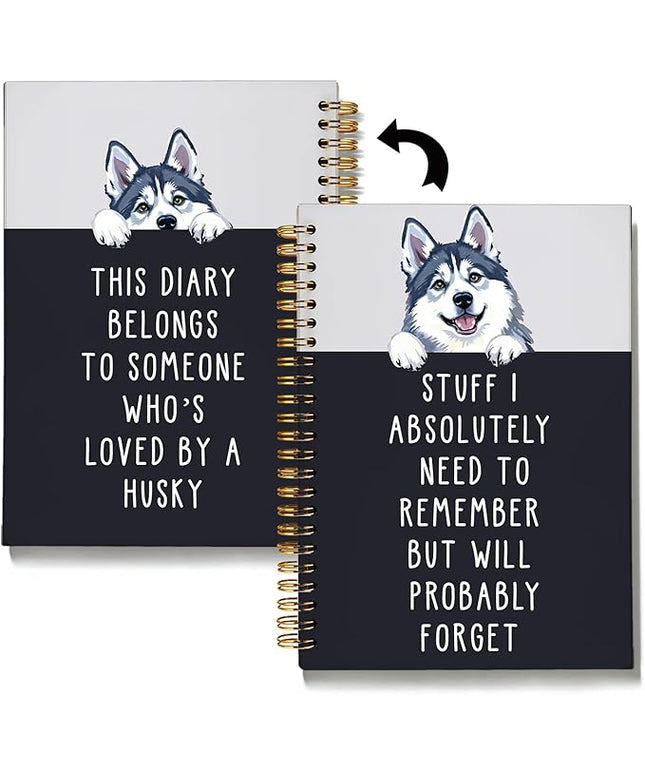 LIANGW Funny Husky Notebook Journal Gifts for Women & Men, Gifts for Husky Lovers Notebooks, Funny Gifts for Coworkers, Hardcover Spiral Notebook 5.5x8.3 Inch