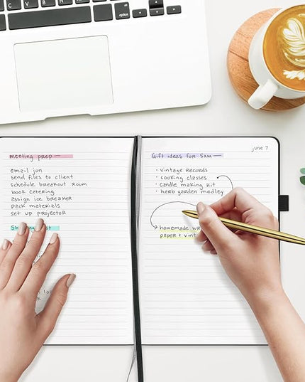 &And Per Se Lined Journal Notebook, 160 Pages, A5 5.7 x 8 inches College Ruled Thick Paper Notebook Journals for Writing, Hardcover Notebooks for Women Men Office School (1 Pack, Black)