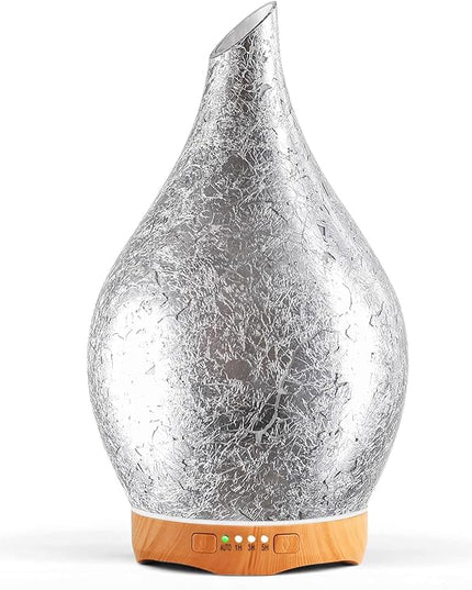 Porseme 280ml Essential Oil Diffuser, 3D Glass Aromatherapy Diffusor, Ultrasonic Cool Mist BPA Free Aroma Humidifier with Timer and Color Changing Function, Waterless Shut-Off for Home Office Room