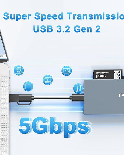 CFast Card Reader Memory Stick Pro Duo Adapter, USB C CFast 2.0 Card Reader for CFast/SD/TF/MS/XD/CF CompactFlash Card, XD Card Reader USB C USB 3.0 Connector Read 6 Cards Simultaneously