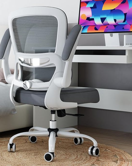 TRALT Office Chair - Ergonomic Desk Chair with Adjustable Lumbar Support, Mesh Computer Chair, Executive Chairs for Home Office Comfortable Lumbar Support (White+Black)