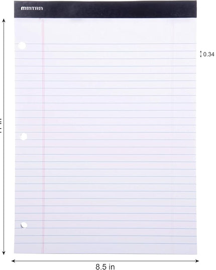 Mintra Office Legal Pads (Double Pad 3pk (White), 8.5in x 11in (Wide Ruled))