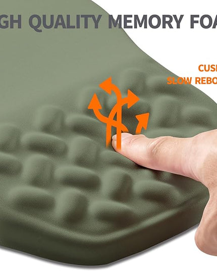 Ergonomic Slope Mouse Pad Wrist Support, Wrist Rest Mousepad for Carpal Tunnel Pain Relief with Massage Bulge and Slow Rebound Memory Foam (12x8 inch, Olive Green)