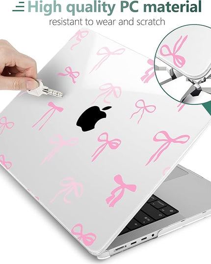 DONGKE Case for M5 MacBook Pro 14 inch 2025 2024-2021 M4 M3 M2 M1, Plastic Hard Shell Cover Compatible with A3434 A3112 A3401 A3185 A2992 A2779 A2442, Retina XDR Display & Touch ID, Pink Bows