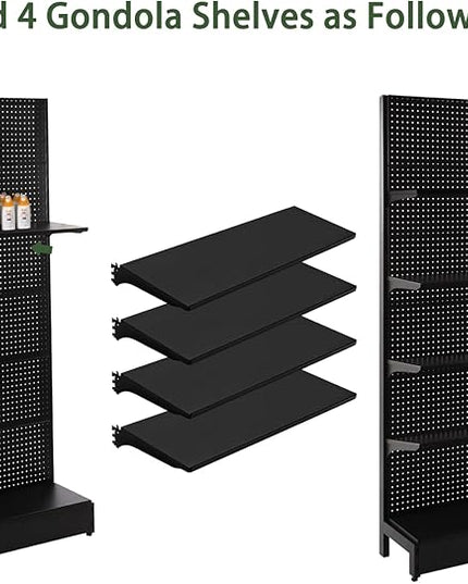 Eastern Tree Pegboard Display Stand, 3x6.5 Feet Gondola Retail Shelving Wall Display for Convenient Grocery Office Supply or Retail Stores, Standing Peg Board Display Rack with 20 Hooks