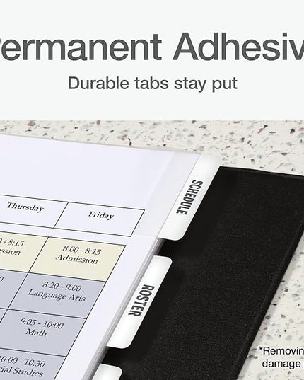 Redi-Tag Laser Printable Tabs, Permanent Index Tabs, Customizable Adhesive Labels, White, 2" x 0.875", 300 Per Pack (B39170)