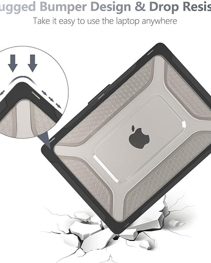Batianda Extreme Heavy Duty Case for New MacBook Air 13.6 inch 2025 M4 2024 2022 A3240 A3113 A2681 - Anti-Slip Rubberized Stand (Holds 25lbs) & Honeycomb Exoskeleton - Max Cooling & Stability - Black