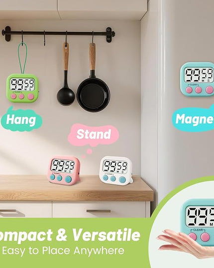 24 Pcs Digital Timer for Kids, Magnetic Countdown Kitchen Timer, Upgrade Loud Alarm Timers for Cooking, Kitchen, Exercise, Work, Study, Classroom, Outdoor Activities, Battery not Including