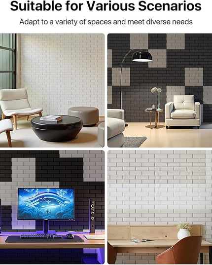 Soundproof Wall Panels Self-adhesive, 18 Pack Acoustic Panels Sound Absorbing Panel High Density Brick Wall Panel for Walls, Office,Reccording Studio, Ceiling 12" X 12" X 0.4" Gray