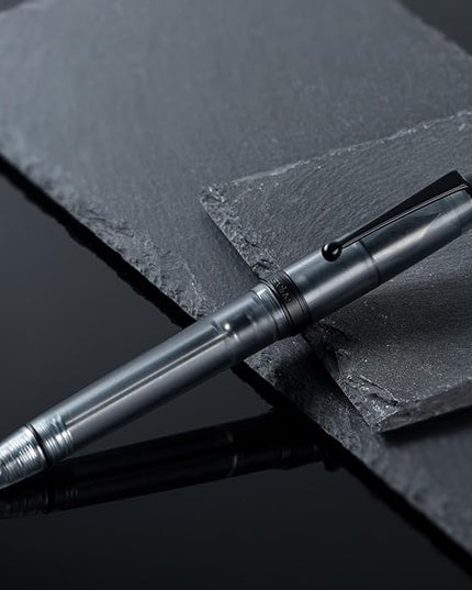 Asvine V126 Vacuum Filling Fountain Pen, Matte Black Acrylic Stub Nib 1.1mm Calligraphy Art Drawing with Case Set