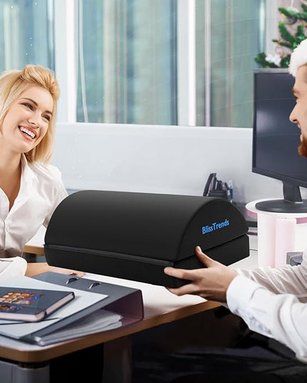 BlissTrends Foot Rest for Under Desk at Work-Versatile Foot Stool with Washable Cover-Comfortable Footrest with 2 Adjustable Heights for Car,Home and Office to Relieve Back,Lumbar,Knee Pain-Black