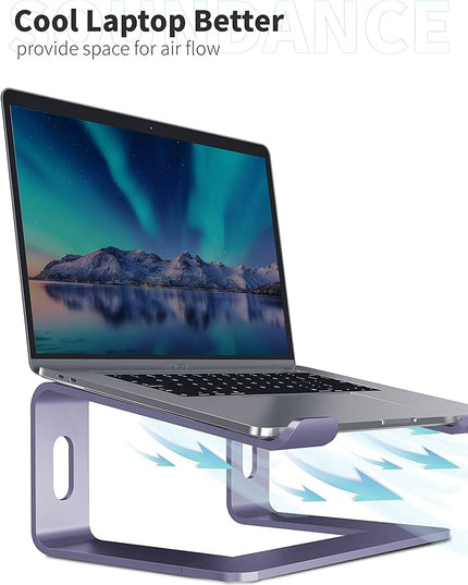 SOUNDANCE Laptop Stand, Aluminum Computer Riser, Ergonomic Laptops Elevator for Desk, Metal Holder Compatible with 10 to 15.6 Inches Notebook Computer, Purple