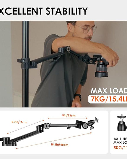 TARION Modular Desktop Camera Mount - 19"/48 cm DSLR Desk Arm with 1/4" Screw Ballhead 360 Degrees Adjustable - Compatible with 35 mm Rods - Titanrig Arm Z