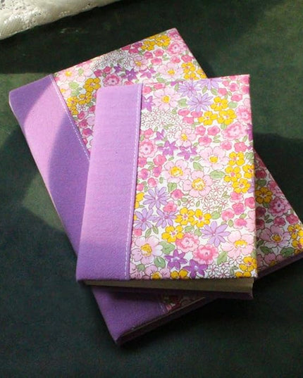 Purple Journal for Women, Floral Notebook, A5, 6x8, Lined Page, Hardcover Notebook, Lay Flat, Flower Printed Cover, Cotton Fabric, Writing Journal, Reading Notebook, Lilac Gifts