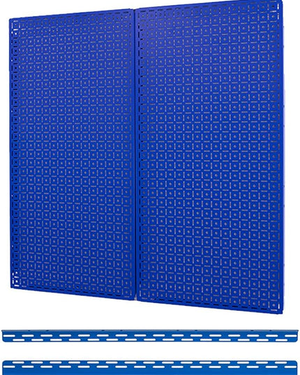 OmniWall Pegboard 2- Panel Side-By-Side Set 32-Inch Tall x 32-Inch Wide Metal Pegboard For Garage & Home Storage Blue