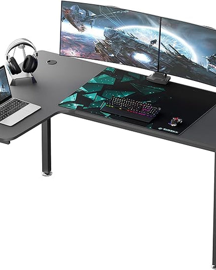 EUREKA ERGONOMIC 60 Inch Black Corner L Shaped Computer Desk, Home Office Gaming Study Work Writing Table Long Large Sturdy Workstation Simple Modern with Metal Legs, Left Side