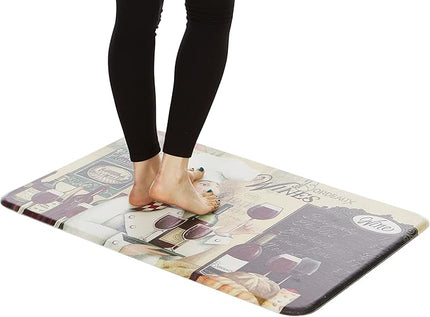 J&V TEXTILES Anti Fatigue Cushioned Comfort Mat, Ergonomically Durable, Supportive, Padded, Thick and Washable, Stain-Resistant, Kitchen, Garage, Office Standing Desk Mats (Vino Chef)*
