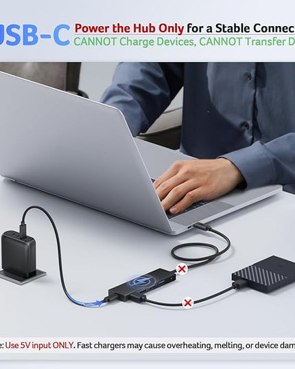 Acer USB C Hub 4 Ports, Multiple USB 3.0 Hub, USBC Splitter for Laptop with TypeC Power Port, Extender for Type C Port Laptop, PC, Desktop and More (USB-C, 2ft)