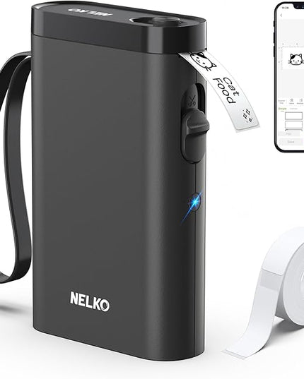Nelko Label Maker Machine with Tape, P21 Bluetooth Label Printer, Wireless Mini Label Makers with Multiple Templates for School Office Home, Black