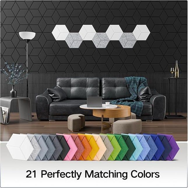 22 Pack Self-Adhesive Acoustic Panels 12" X 10" X 0.4" - Sound Proof Foam Panels with High Density, Fashionable Y-Lined Design, Flame Resistant, Absorb Noise and Eliminate Echoes(Black)