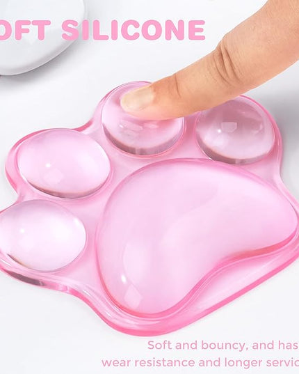 Ergonomic Pink Cat Paw Silicone Wrist Rest Pad for Mouse, Computer Mouse Wrist Support for Arm Pain Relief, Pink Cat Paw Hand Wrist Cushion for Home and Office Working Gaming Anti-Fatigu