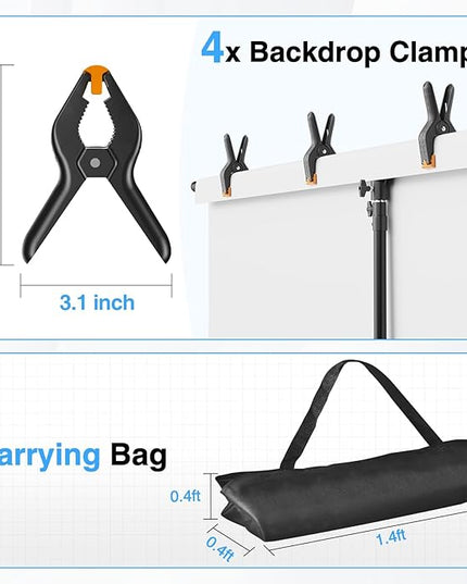 EMART T Shape Backdrop Stand 8.5x5ft, Adjustable Green Screen Photo Banner Holder with Water Bag and 4 Clamps Photography Background Support Kit for Parties, Photoshoot, Balloon