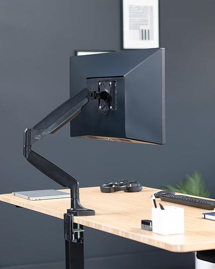 VIVO Premium Aluminum Heavy Duty Single Monitor Arm for Ultrawide Monitor up to 40 inches and 30 lbs, Desk Mount Stand, Pneumatic Height, Max VESA 100x100, Black, STAND-V110Q