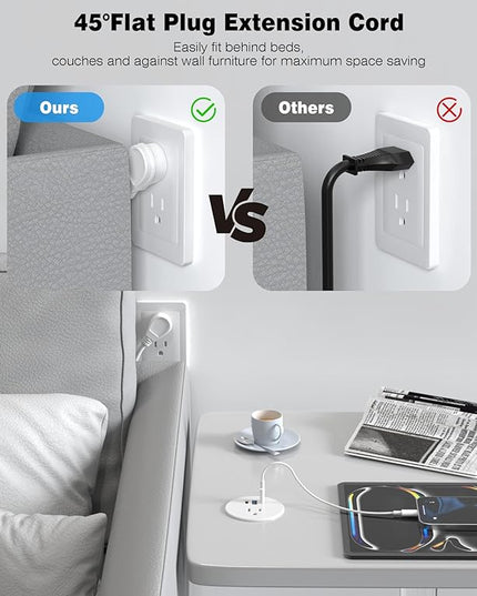 Desk Grommet Power Outlet, 2.5 inch Desktop Recessed Outlet with 20W Fast Charging USB-C Port, Flush Mount Outlet for Conference Rooms, Office Tables, Furniture (White, 10FT)