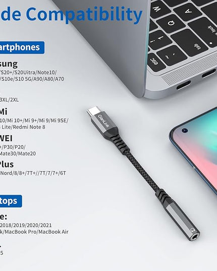 USB Type C to 3.5mm Female Headphone Jack Adapter, (3-Pack) USB C to Aux Audio Dongle Cable Cord for iPhone 15 16 17 Pro Max, Samsung Galaxy S25 S24 S23 S22 S21 S20 Ultra, Note 20, Pixel 8 9,iPad Pro