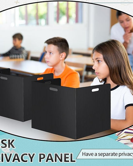 24 Pcs Desk Dividers for Students Plastic Durable and Waterproof Privacy Folders Shields Test Dividers with Classroom Privacy Boards for School Study Teacher Supplies (24pcs Black)