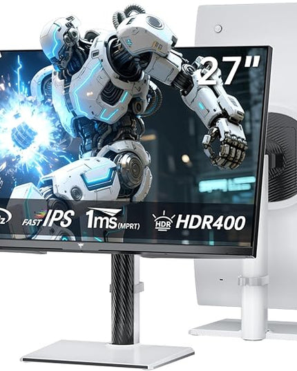 KTC Gaming Monitor 27 Inch | 2K@200Hz (OC 210Hz) | Built-in Speakers | Fast IPS Panel | 1ms Response Time (MPRT) | 450 cd/㎡ Brightness, HDR400 | Adaptive Sync | 131% sRGB, 97% DCI-P3, ΔE＜2 | White