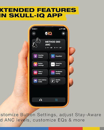 Skullcandy Method 360 ANC Wireless Earbuds, Sound by Bose, Bluetooth Headphones, Premium Noise Cancelling, Up to 40 Hrs Battery, Sweat and Water Resistant, Microphone for iPhone Android - Plasma