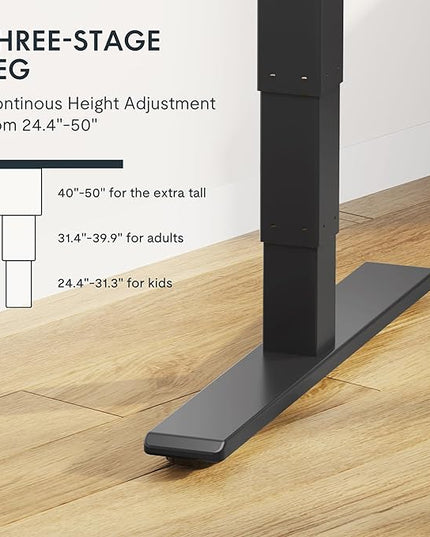 FLEXISPOT E6 MAX Bamboo 60x30 Inch Dual Motor 3-Stage Heavy Duty Standing Desk, 330lbs Weight Capacity, Height Adjustable Desk w/Cable Management & Wheels (Solid Bamboo Curved Desktop + Black Frame)