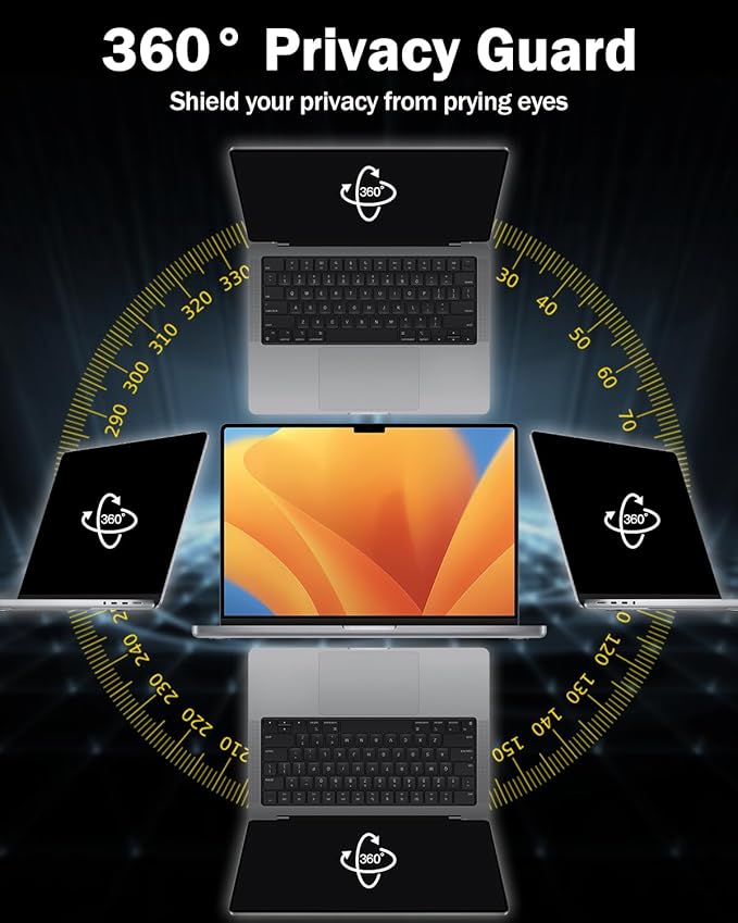 F FORITO 360° Privacy Screen Protector Compatible with MacBook Air 15.3 inch (2023-2025, M2, M3, M4), Anti Peeping and Anti Glare Laptop Privacy Screen Shield