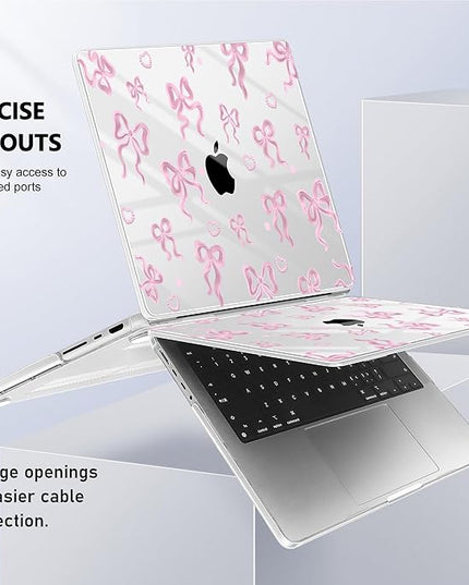 May Chen Case for MacBook Pro 14 inch, Models A2442 A2779 A2918 A2992 A3401 A3185 A3112 A3434, M1 M2 M3 M4 M5 Chip (2021-2025 Release), Plastic Hard Shell Case with Keyboard Cover, Heart Bow