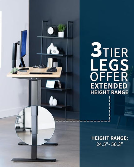 VIVO Electric 55 x 28 in Dual Motor Sit Stand Desk, Memory Height Adjustment, 2B Series, Light Wood Top Black Frame, DESK-KIT-2B55C