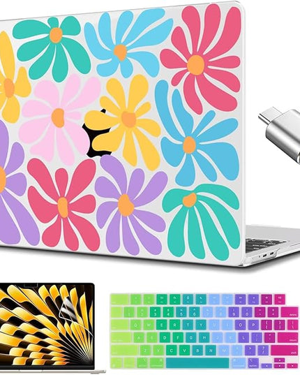 CISSOOK Compatible with MacBook Air 13.6 inch Case 2022 2023 2024 2025, Hard Shell Case Keyboard Cover for MacBook Air 13.6 M4 M3 M2 A3240 A3113 A2681, Minimalist Style Floral