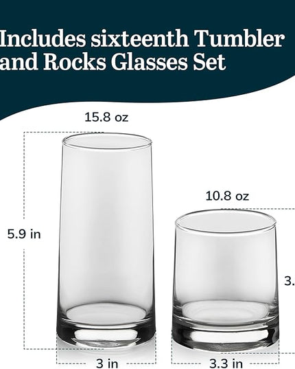 Libbey Cabos 16-Piece Tumbler and Rocks Glass Set