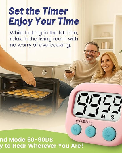 2 Pcs Digital Timer for Kids, Magnetic Countdown Kitchen Timer, Upgrade Loud Alarm Timers for Cooking, Kitchen, Exercise, Work, Study, Classroom, Outdoor Activities, Battery not Including